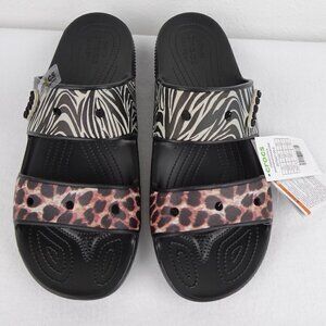Crocs Animal Print Slides Men's Size 15 US Double Strap Sandals